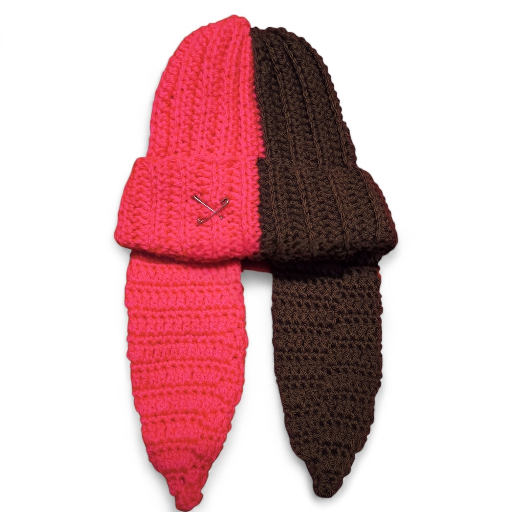 Pink and Brown Crochet Bunny Hat🐰